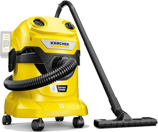 Karcher WD 4-18 Dual V-20/22 Rechargeable Vacuum Wet / Dry Without Charger and Battery with Plastic Bin 20lt