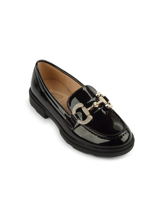 Fshoes Girls Patent Leather Moccasins Fshoes Black