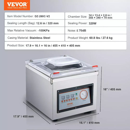 Kammer-Vakuumierer Premium-Vakuumeffekt Vielseitige Anwendungen Dz-260c