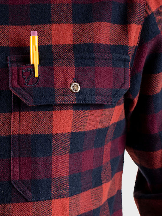 Skog Long-sleeved Flannel Shirt Dark Navy-red