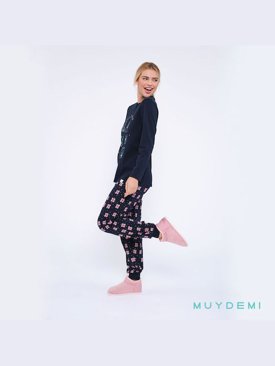 Muydemi Winter Women's Pyjama Set Cotton Blue