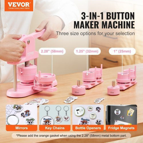 Vevor Knopfmaschine 3-in-1 Pink Slkxzj253258raqrev0