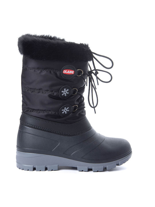 Olang Synthetic Leather Snow Boots with Laces Patty Black