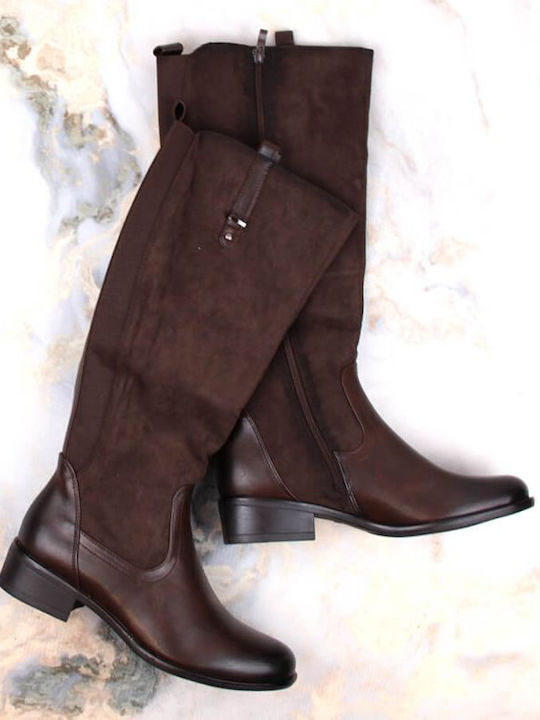 Women's Boots with Zipper & Fur Brown