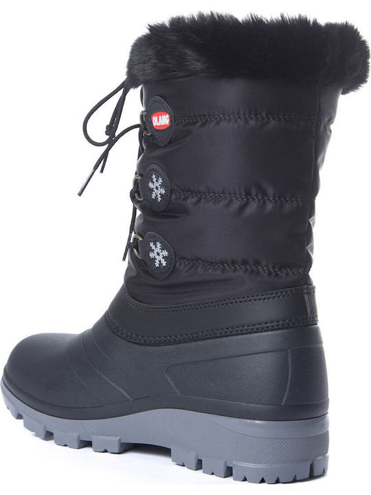 Synthetic Leather Snow Boots with Laces Patty Black