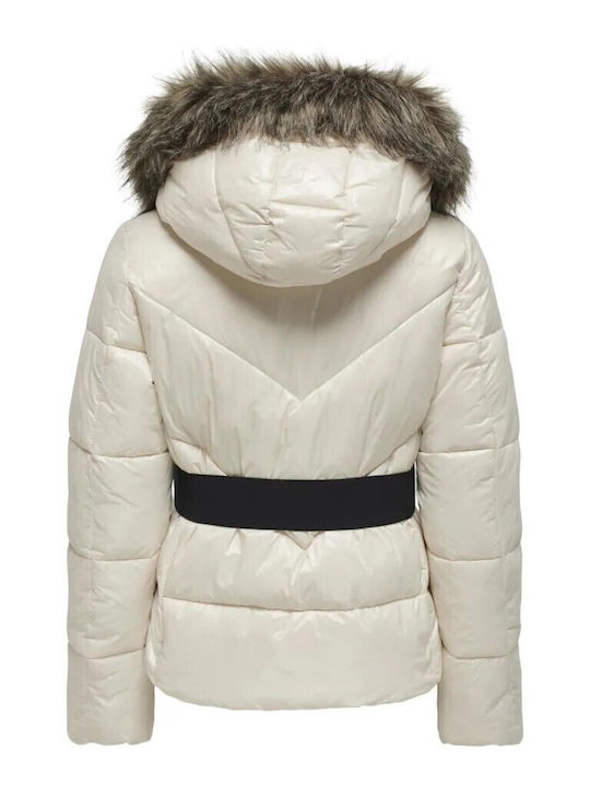 Fever Kurz Damen Puffer Jacke für Winter White