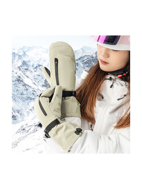 Qunature Full Length Ανδρικά Γάντια Σκι & Snowboard Καφέ