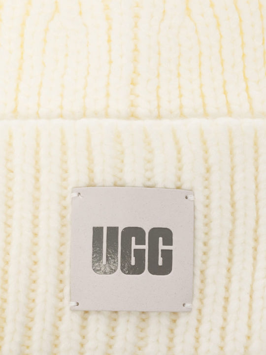 Chunky Beanie Γυναικείος Σκούφος με Rib Πλέξη σε Λευκό χρώμα