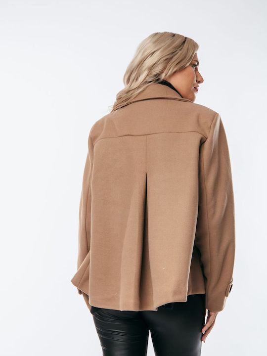 Women's black Peacoat with Buttons