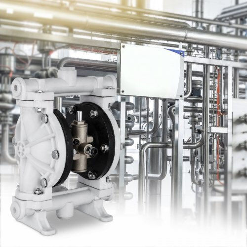 Air-Operated Double Diaphragm Pump Vevor 1/2" Polypropylene 2.5 Gpm 80 Psi PTFE Oil & Low Viscosity Fluids Ybgmbqby-15pp0001v0