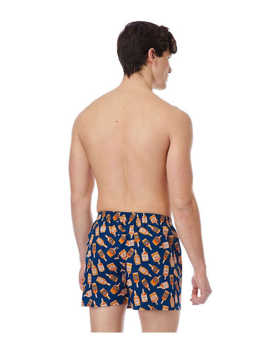 Men's Boxers Navy Barbon / Bordeaux with Patterns 2Pack