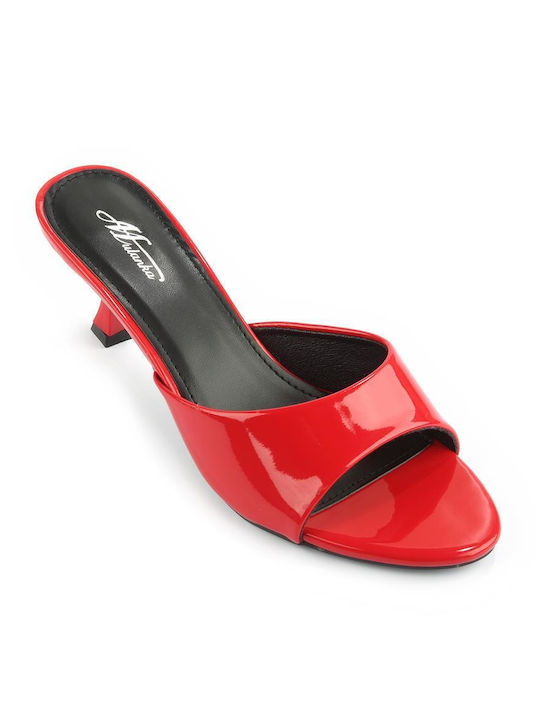 Fshoes Thin Heel Mules Red