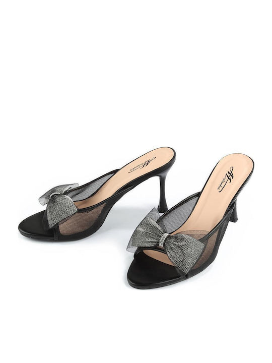 Mules mit Dünn Hoch Absatz in Schwarz Farbe