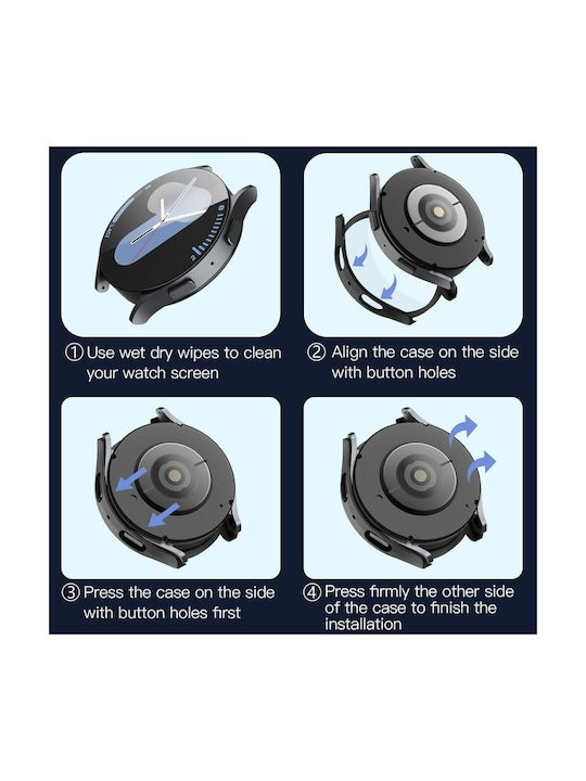 Techsuit Defense360 Pro Πλαστική Θήκη με Τζαμάκι σε Μαύρο χρώμα για Samsung Galaxy Watch7 (44mm)