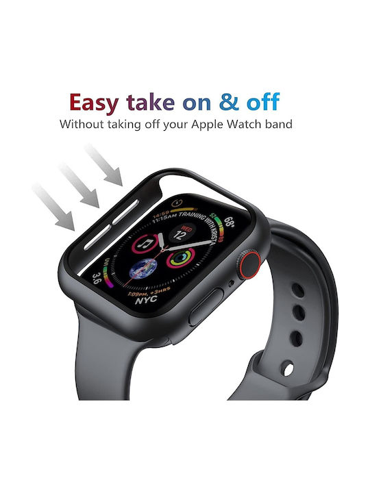 Techsuit Defense360 Pro Plastic Case with Glass in Black color for Apple Watch 4, 5, 6, SE (40mm)