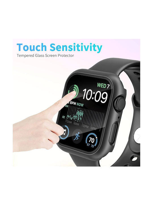 Techsuit Defense360 Pro Plastic Case with Glass in Black color for Apple Watch 4, 5, 6, SE (40mm)