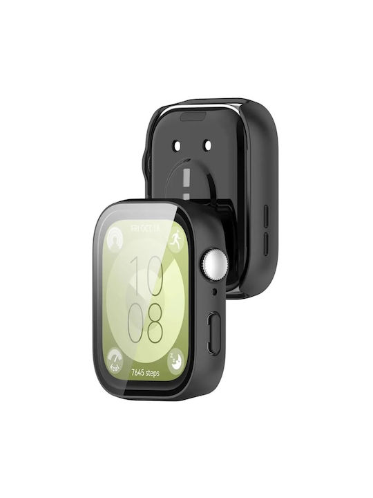 Techsuit Defense360 Pro Πλαστική Θήκη με Τζαμάκι σε Μαύρο χρώμα για Huawei Watch Fit 3