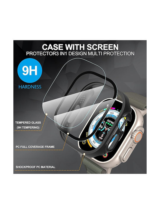 Techsuit Defense360 Pro Πλαστική Θήκη με Τζαμάκι σε Μαύρο χρώμα για Apple Watch Ultra, Apple Watch Ultra 2
