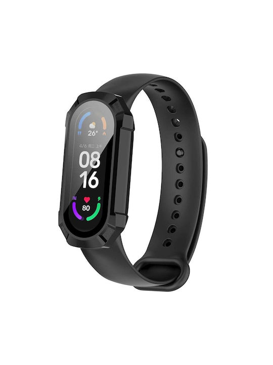 Techsuit Defense360 Pro Plastic Case with Glass in Black color for Xiaomi Mi Band 4, 5, 5 NFC, 6, 6 NFC
