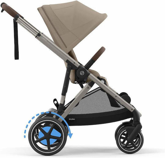 Cybex E-Gazelle S Baby Stroller Suitable for Newborn Almond Beige Taupe Frame 14.7kg