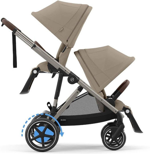 Cybex E-Gazelle S Baby Stroller Suitable for Newborn Almond Beige Taupe Frame 14.7kg