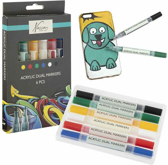 Nassau Fine Art Nassau Fine Art Acrylic Markers Multicolour 6pcs