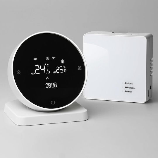 Wireless Thermostat Gas Boiler Vichema Tuya Battery Rf Model Smart Remote Control Touch Control White