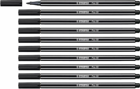 Stabilo Pen 68 Design Markers Black 10pcs