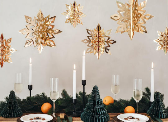 PartyDeco Χριστουγεννιάτικη Φιγούρα Νιφάδα Χρυσή Μήκους 3εκ. 3τμχ