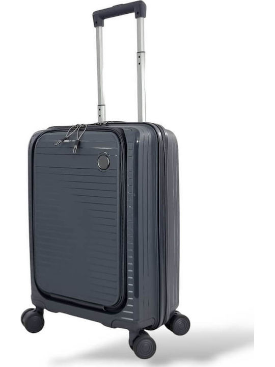 Playbags Βαλίτσα Ταξιδίου Καμπίνας Σκληρή Γκρι με 4 Ρόδες Ύψους 55εκ.