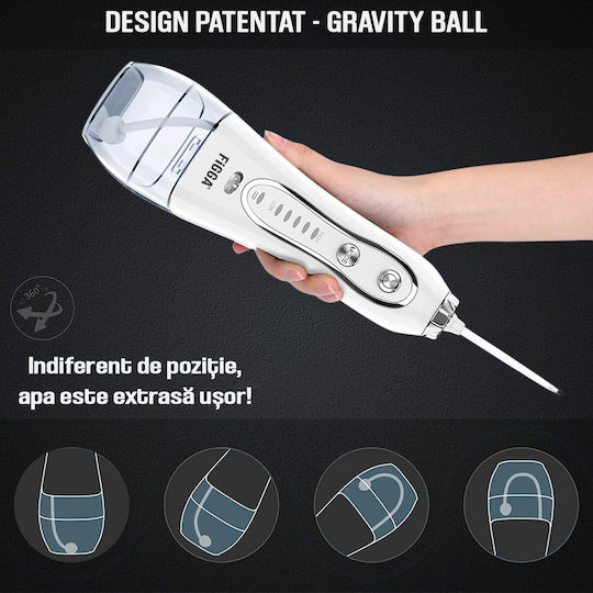 Figga Oral-f101 Irigator Profesional Portabil pentru Igiena Orală 8 Capete Baterie 2500 mAh 5 Viteze Rezervor 300 ml IPX7 Rezistent la Apă Protecție Împotriva Supraîncălzirii Geantă de Depozitare Alb