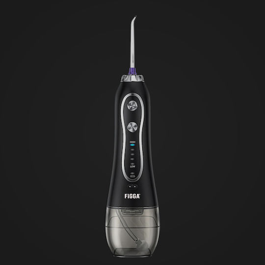 Figga Oral-f101 Irigator Profesional Portabil pentru Curățarea Dentară cu 8 Capete, Baterie 2500 mAh, 5 Viteze, Rezervor de 300 ml, Rezistent la Apă IPX7, Protecție la Supraîncălzire, Geantă de Depozitare, Negru