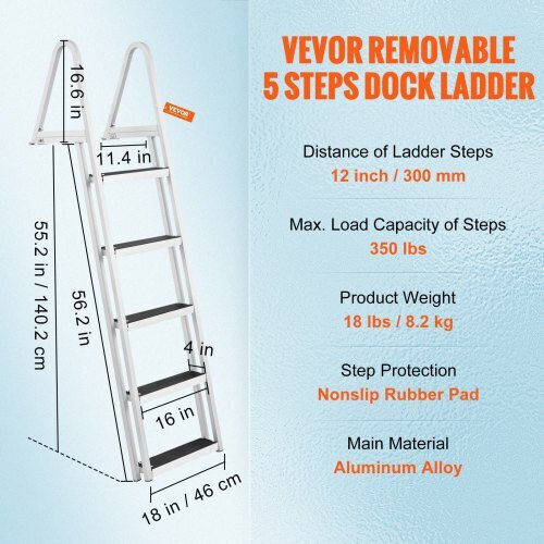 Vevor Aluminum Pool Ladder 61x45.5x182.5cm