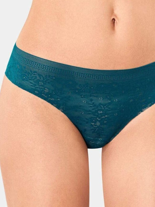 Sloggi Invizibil Fără Cusături Zero Dantelă H Hipstring Verde Petrol