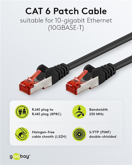 Goobay S/FTP Cat.6 Ethernet Network Cable 0.15m Black 6pcs