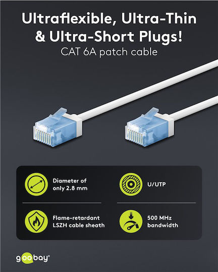 Goobay U/UTP Cat.6a Ethernet Network Cable 0.25m White 1pcs