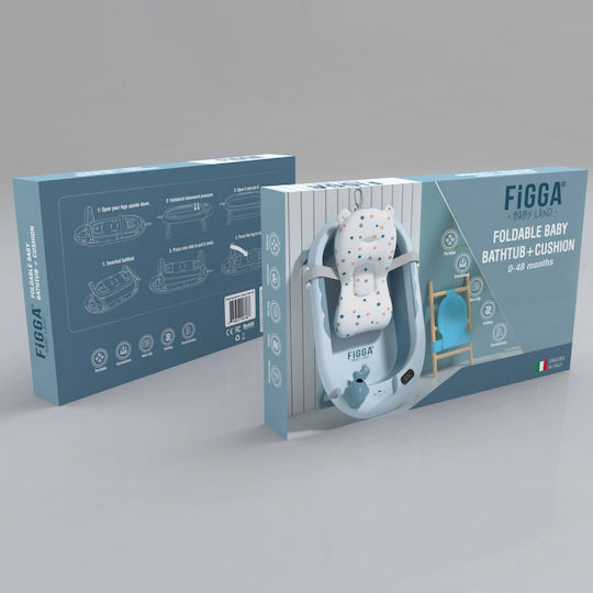 Figga Cadă pliabilă pentru bebeluși cu termometru Albastru