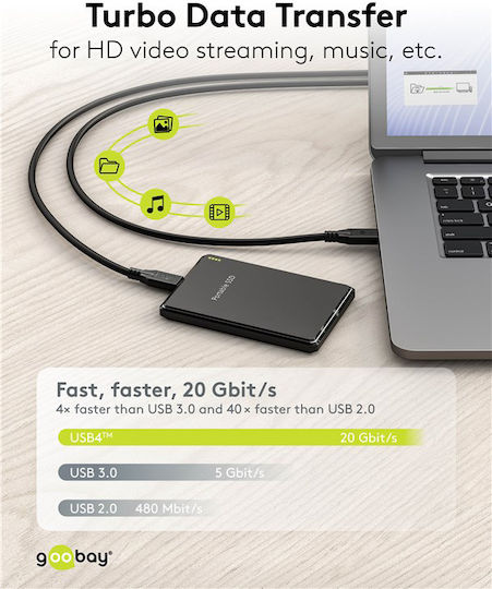 Goobay USB 4 Cable USB-C Male - USB-C 100W PD Black 1.5m 74196