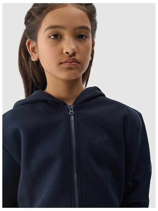 Kids Cardigan Cotton with Hood Navy Blue
