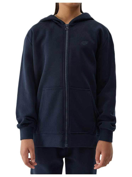 Kids Cardigan Cotton with Hood Navy Blue