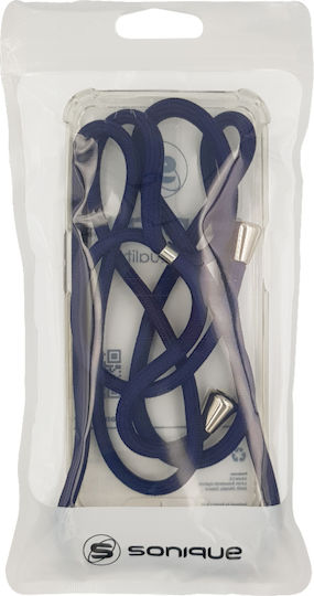 Sonique Armor Clear Silicone Case with Cord for Motorola Moto G84 5G Dark Blue