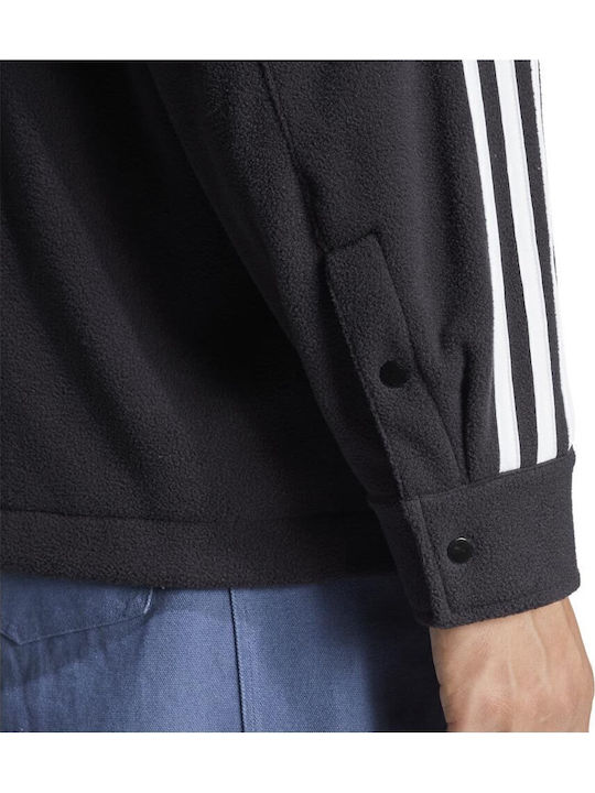 Adicolor Polar Fleece Shirt Μακρυμάνικo Πουκάμισο σε Κανονική Γραμμή Ριγέ Black