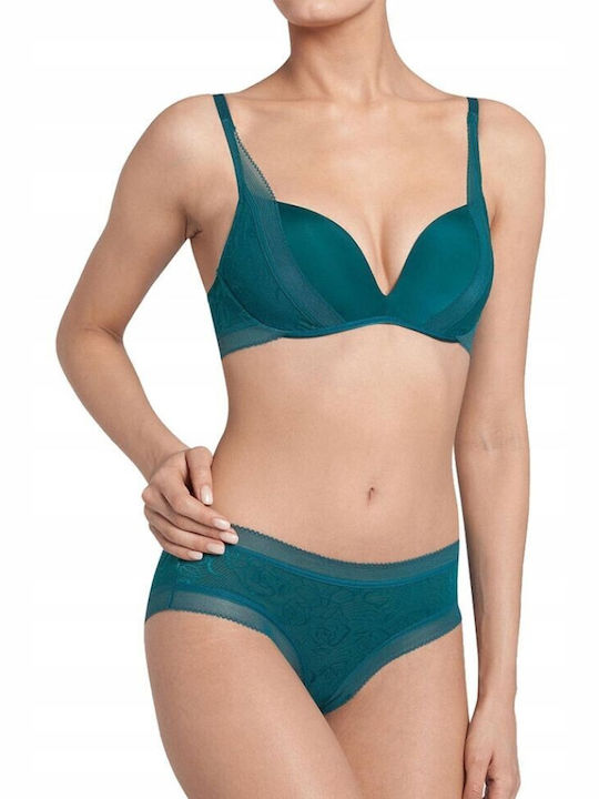 Triumph Push Up Bra Enhancement & Magic Wire Underwire Topaz Sculpting Sensation Dark Green