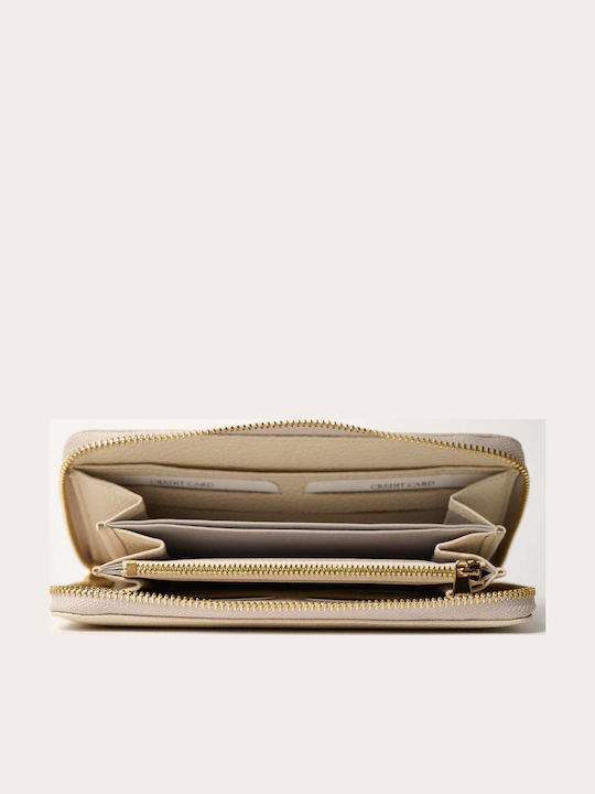 Large Leather Women's Wallet Classic Beige