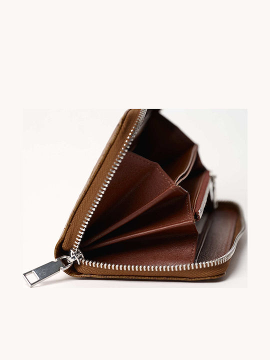 Large Leather Women's Wallet Classic Tabac Brown