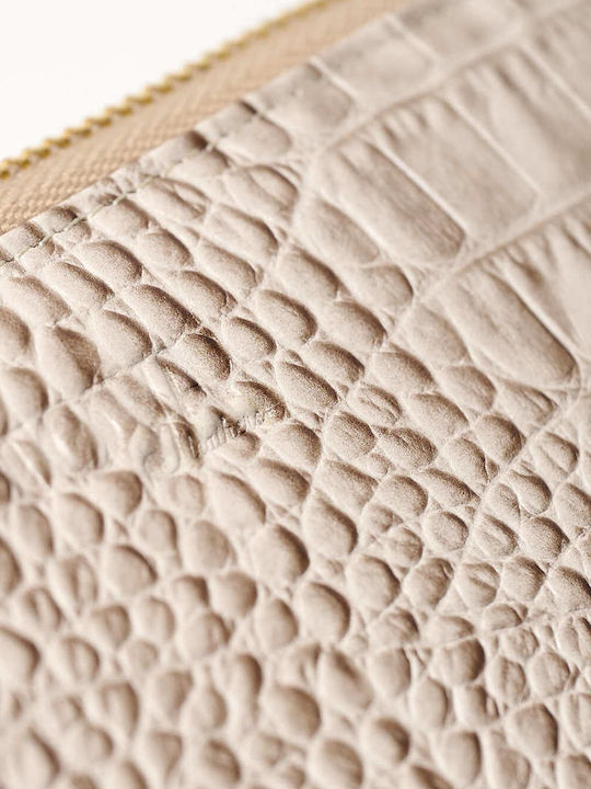 Large Leather Women's Wallet Classic Beige