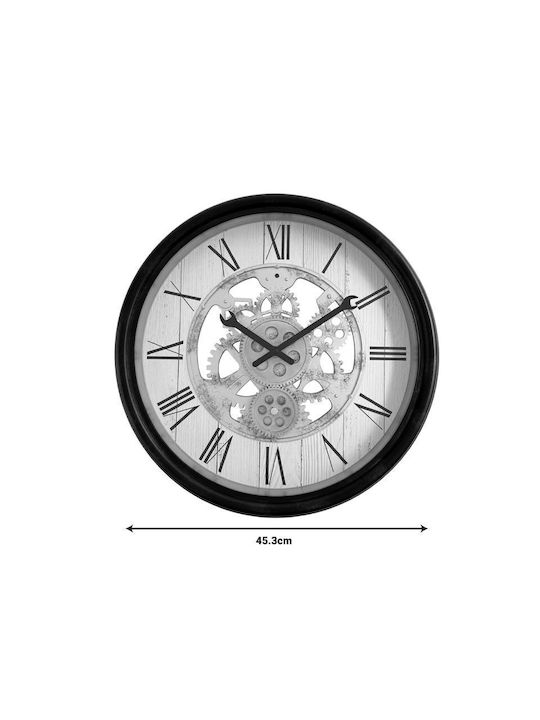 Inart Rabby Antique Wall Clock Plastic Black Ø45.3cm