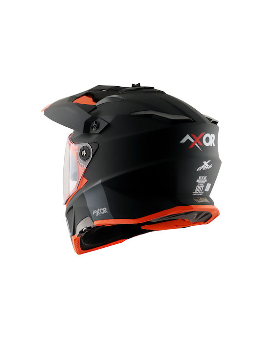 Axor X-Cross Dual Matte Black Orange Cască Moto On-Off ECE 22.06 1600gr cu Sunvisor