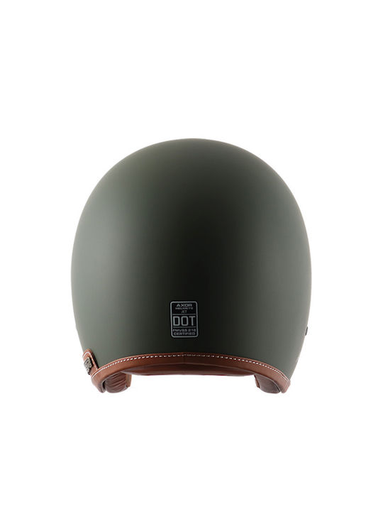 Axor Retro Khaki Motorcycle Helmet Jet ECE 22.06 900gr