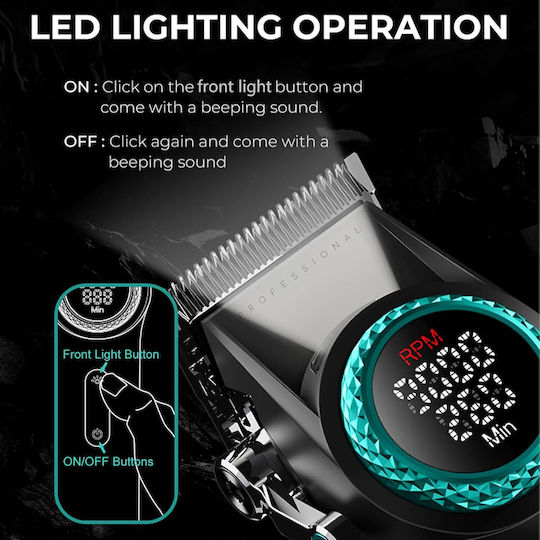 VGR Professional Rechargeable Hair Clipper Gray V-001